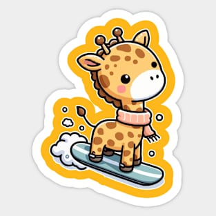 Cute giraffe Snowboarding Sticker